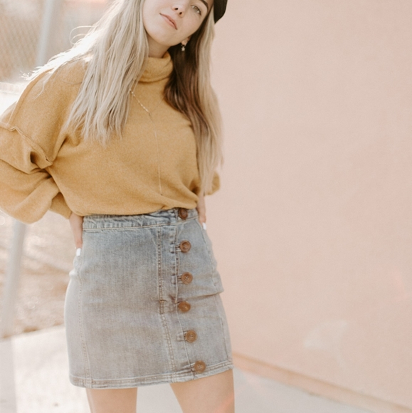 Wishlist Mini Denim Skirt With Button Detail - Picture 3 of 6